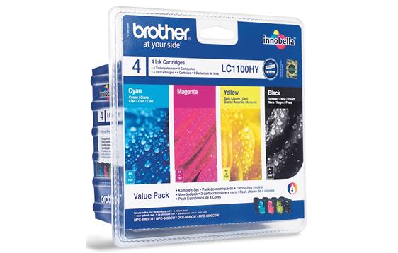 738473 Brother LC1100HYVALBPDR Blekk Brother LC1100HY A3 sort + CMY (4) 